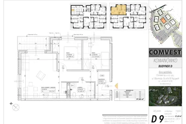 Rzut - Mieszkanie na sprzedaż 3 pokoje o powierzchni 57,69 m² - numer D9 w Kowanówko