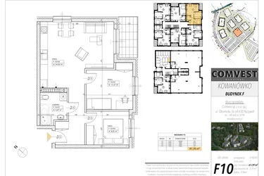Rzut - Mieszkanie na sprzedaż 3 pokoje o powierzchni 61,39 m² - numer F10 w Kowanówko