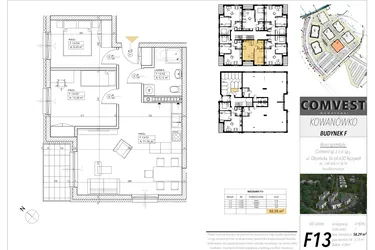 Rzut - Mieszkanie na sprzedaż 3 pokoje o powierzchni 58,29 m² - numer F13 w Kowanówko