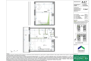 Rzut - Mieszkanie na sprzedaż 1 pokój o powierzchni 77,29 m² - numer A.4.7. w Apartamenty Płużnicka