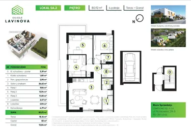 Rzut - Mieszkanie na sprzedaż 4 pokoje o powierzchni 80,92 m² - numer 5A.2 w Osiedle Lavinova etap II