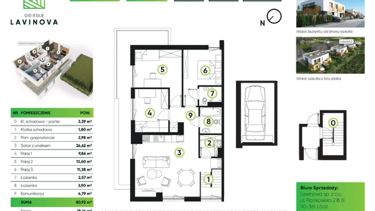 Rzut - Mieszkanie na sprzedaż 4 pokoje o powierzchni 80,92 m² - numer 8A.2 w Osiedle Lavinova etap II