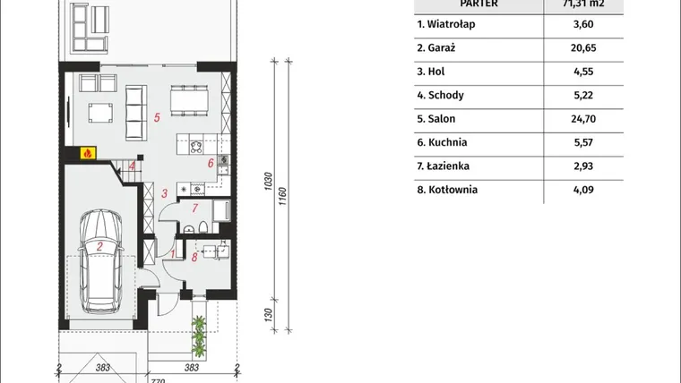 Rzut - Dom na sprzedaż 5 pokoi o powierzchni 125 m² - numer 4 w Osiedle Zatorowa