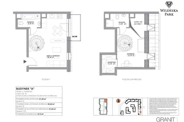 Rzut - Mieszkanie na sprzedaż 2 pokoje o powierzchni 51,63 m² - numer A18 w Wileńska Park