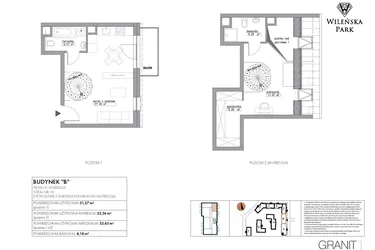 Rzut - Mieszkanie na sprzedaż 2 pokoje o powierzchni 53,63 m² - numer B16 w Wileńska Park