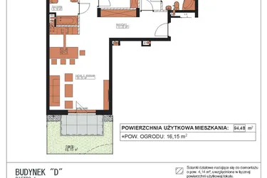 Rzut - Mieszkanie na sprzedaż 4 pokoje o powierzchni 94,48 m² - numer D3 w Wileńska Park