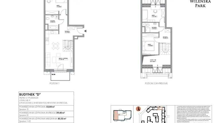 Rzut - Mieszkanie na sprzedaż 3 pokoje o powierzchni 83,32 m² - numer D9 w Wileńska Park