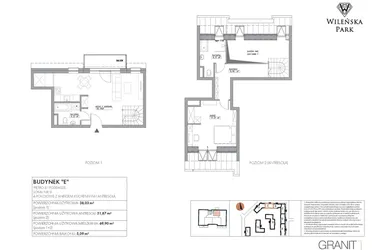 Rzut - Mieszkanie na sprzedaż 2 pokoje o powierzchni 69,9 m² - numer E9 w Wileńska Park