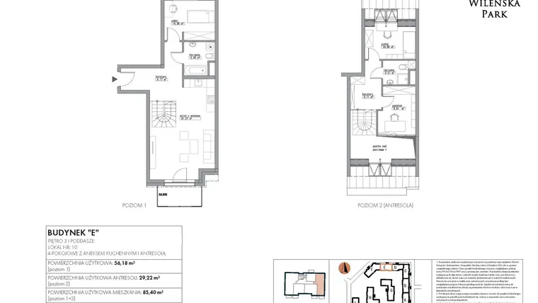 Rzut - Mieszkanie na sprzedaż 3 pokoje o powierzchni 85,4 m² - numer E10 w Wileńska Park