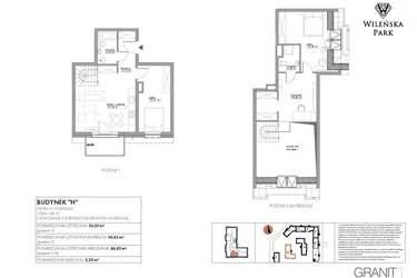 Rzut - Mieszkanie na sprzedaż 3 pokoje o powierzchni 86,83 m² - numer H31 w Wileńska Park