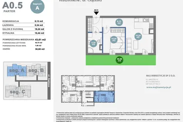 Rzut - Mieszkanie na sprzedaż 2 pokoje o powierzchni 42,15 m² - numer A0.5 w Nowy Radzionków