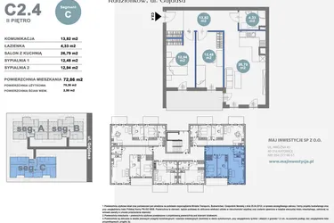 Rzut - Mieszkanie na sprzedaż 3 pokoje o powierzchni 70,36 m² - numer C2.4 w Nowy Radzionków