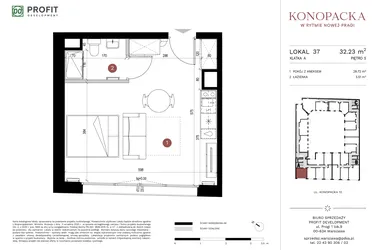 Rzut - Mieszkanie na sprzedaż 1 pokój o powierzchni 31,93 m² - numer A-KL-A.37 w Konopacka