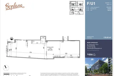 Rzut - Lokal użytkowy na sprzedaż 1 pokój o powierzchni 178,55 m² - numer F/U1 w Goplana budynek F
