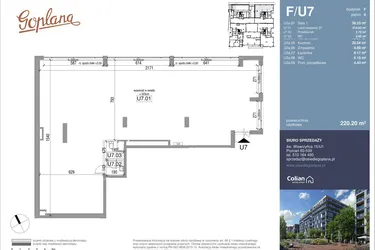 Rzut - Lokal użytkowy na sprzedaż 1 pokój o powierzchni 220,2 m² - numer F/U7 w Goplana budynek F