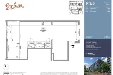 Rzut - Lokal użytkowy na sprzedaż 1 pokój o powierzchni 145,25 m² - numer F/U5 w Goplana budynek F