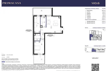 Rzut - Mieszkanie na sprzedaż 3 pokoje o powierzchni 70,82 m² - numer B1 – M0.6 w Primacasa