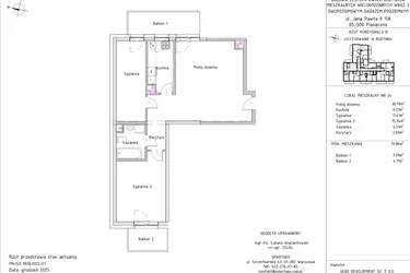 Rzut - Mieszkanie na sprzedaż 3 pokoje o powierzchni 70,86 m² - numer B1 – M2.6 w Primacasa