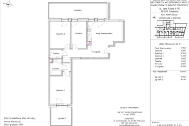 Rzut - Mieszkanie na sprzedaż 4 pokoje o powierzchni 74,84 m² - numer B3 – M0.7 w Primacasa