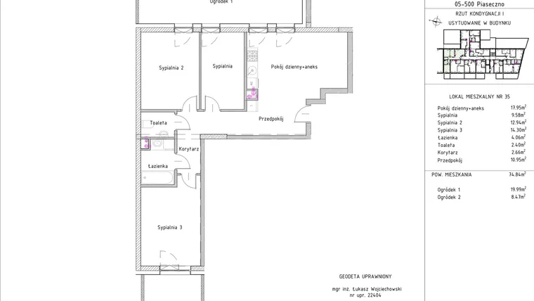 Rzut - Mieszkanie na sprzedaż 4 pokoje o powierzchni 74,84 m² - numer B3 – M0.7 w Primacasa
