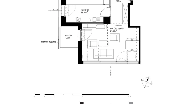 Rzut - Mieszkanie na sprzedaż 2 pokoje o powierzchni 58,28 m² - numer H132 w Botanica Jelitkowo