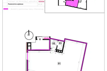 Rzut - Lokal użytkowy na sprzedaż 1 pokój o powierzchni 66,26 m² - numer B-0-67 w ATAL Aura