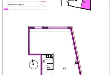 Rzut - Lokal użytkowy na sprzedaż 1 pokój o powierzchni 92,98 m² - numer B-0-68 w ATAL Aura