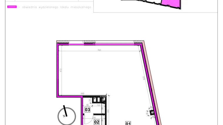 Rzut - Lokal użytkowy na sprzedaż 1 pokój o powierzchni 92,98 m² - numer B-0-68 w ATAL Aura