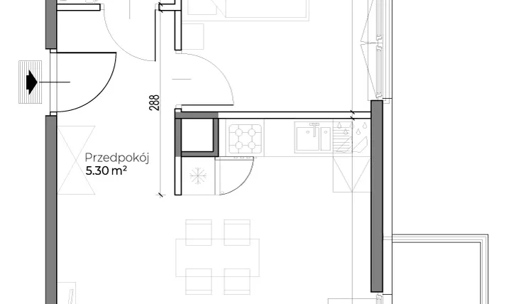 Rzut - Mieszkanie na sprzedaż 2 pokoje o powierzchni 47,41 m² - numer M26 w Vido