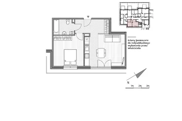Rzut - Mieszkanie na sprzedaż 2 pokoje o powierzchni 48,13 m² - numer 1.2-1 w Stawowa