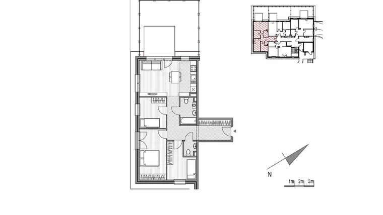 Rzut - Mieszkanie na sprzedaż 4 pokoje o powierzchni 72,5 m² - numer 1.2-2 w Stawowa