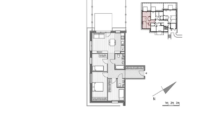 Rzut - Mieszkanie na sprzedaż 4 pokoje o powierzchni 72,5 m² - numer 1.1-2 w Stawowa