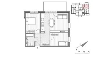 Rzut - Mieszkanie na sprzedaż 3 pokoje o powierzchni 58,72 m² - numer 1.2-13 w Stawowa