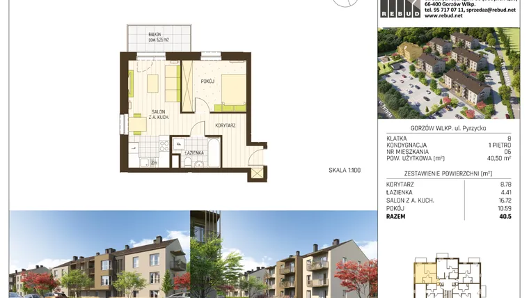 Rzut - Mieszkanie na sprzedaż 2 pokoje o powierzchni 40,5 m² - numer B3-K8-P1-M06 w Stargardzka
