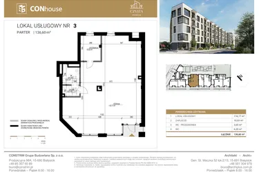 Rzut - Lokal użytkowy na sprzedaż 1 pokój o powierzchni 136,6 m² - numer U3 w Czysta Premium