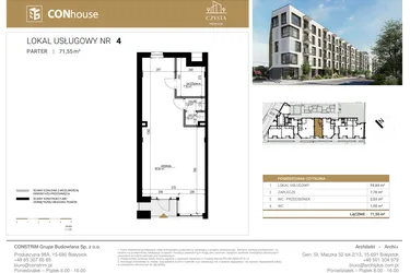 Rzut - Lokal użytkowy na sprzedaż 1 pokój o powierzchni 71,55 m² - numer U4 w Czysta Premium