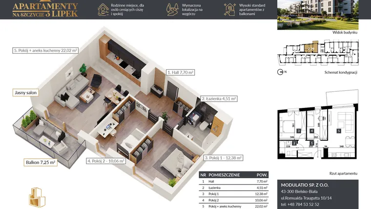 Rzut - Mieszkanie na sprzedaż 3 pokoje o powierzchni 56,67 m² - numer A.2.29 w Apartamenty na Szczycie 3 Lipek