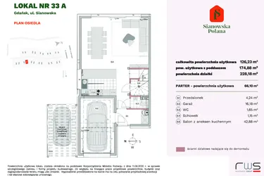Rzut - Dom na sprzedaż 4 pokoje o powierzchni 125,96 m² - numer 33A w Sianowska Polana