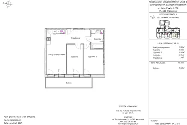 Rzut - Mieszkanie na sprzedaż 3 pokoje o powierzchni 56,09 m² - numer B1 – M1.2 w Primacasa