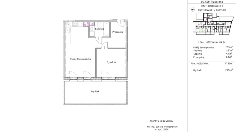 Rzut - Mieszkanie na sprzedaż 2 pokoje o powierzchni 47,82 m² - numer B3 – M0.6 w Primacasa