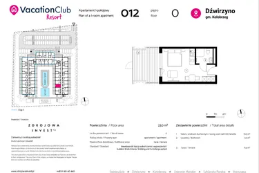 Rzut - Mieszkanie na sprzedaż 1 pokój o powierzchni 23 m² - numer 012 w VacationClub Resort
