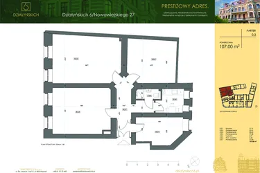 Rzut - Mieszkanie na sprzedaż 4 pokoje o powierzchni 104,01 m² - numer 0.3 w Działyńskich 6