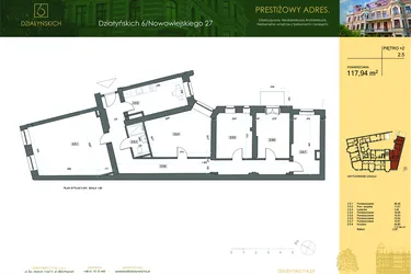 Rzut - Mieszkanie na sprzedaż 5 pokoi o powierzchni 117,14 m² - numer 2.5 w Działyńskich 6