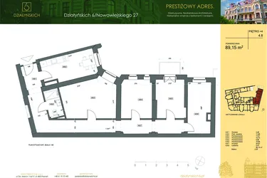 Rzut - Mieszkanie na sprzedaż 5 pokoi o powierzchni 90,03 m² - numer 4.8 w Działyńskich 6