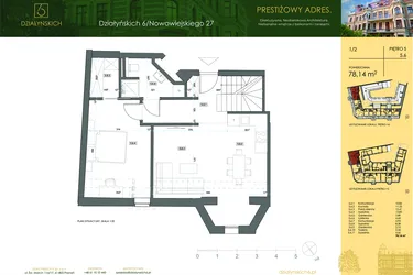 Rzut - Mieszkanie na sprzedaż 4 pokoje o powierzchni 76,53 m² - numer 5.6 w Działyńskich 6
