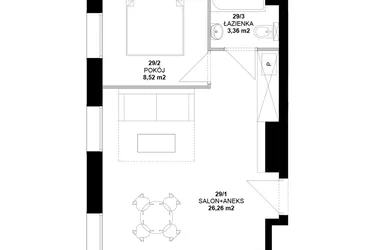 Rzut - Mieszkanie na sprzedaż 2 pokoje o powierzchni 37,85 m² - numer 29 w Garbary 40