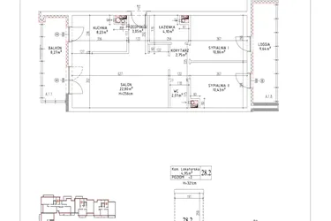Rzut - Mieszkanie na sprzedaż 3 pokoje o powierzchni 64,29 m² - numer M-04 w Nałęczowska