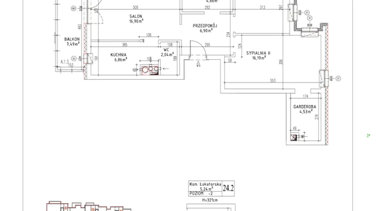 Rzut - Mieszkanie na sprzedaż 3 pokoje o powierzchni 67,38 m² - numer M-06 w Nałęczowska