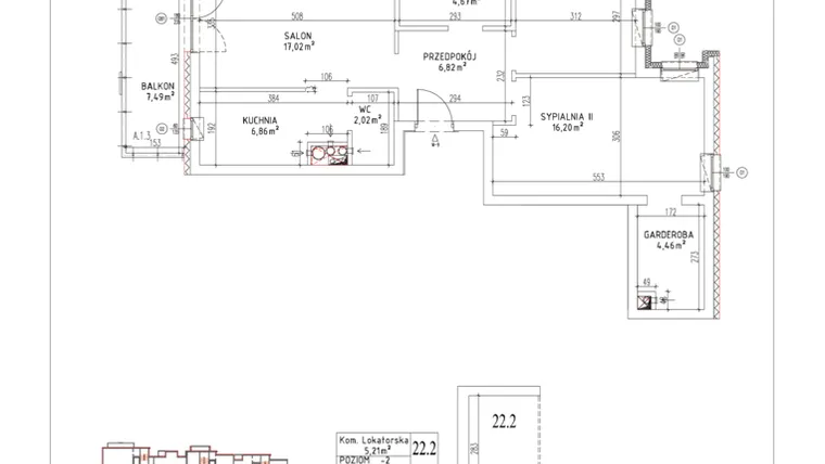 Rzut - Mieszkanie na sprzedaż 3 pokoje o powierzchni 67,32 m² - numer M-09 w Nałęczowska