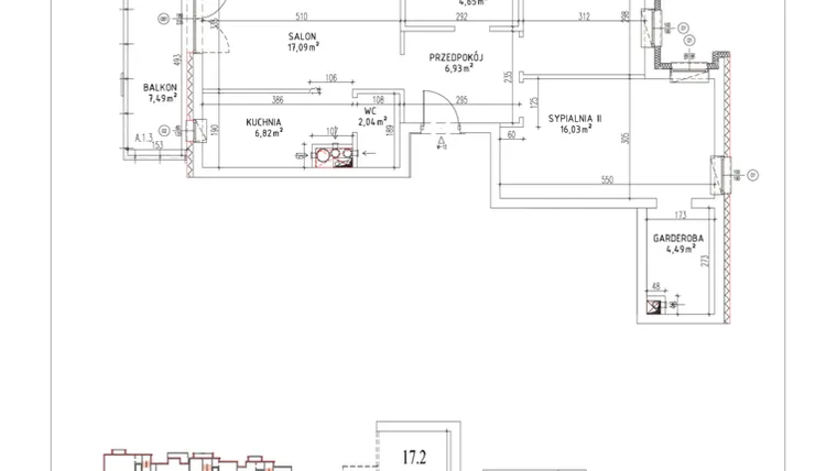 Rzut - Mieszkanie na sprzedaż 3 pokoje o powierzchni 67,35 m² - numer M-12 w Nałęczowska
